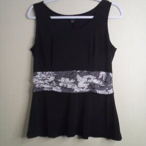 Perceptions Blouse Women 8 Sleeveless Soft Stretch Feminine Black White